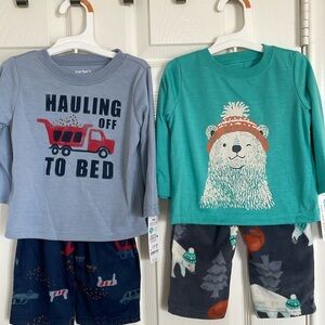 NEW! Set of Two Carter's 12M Baby 2pc Pajama Sets - Long Sleeve & Pants